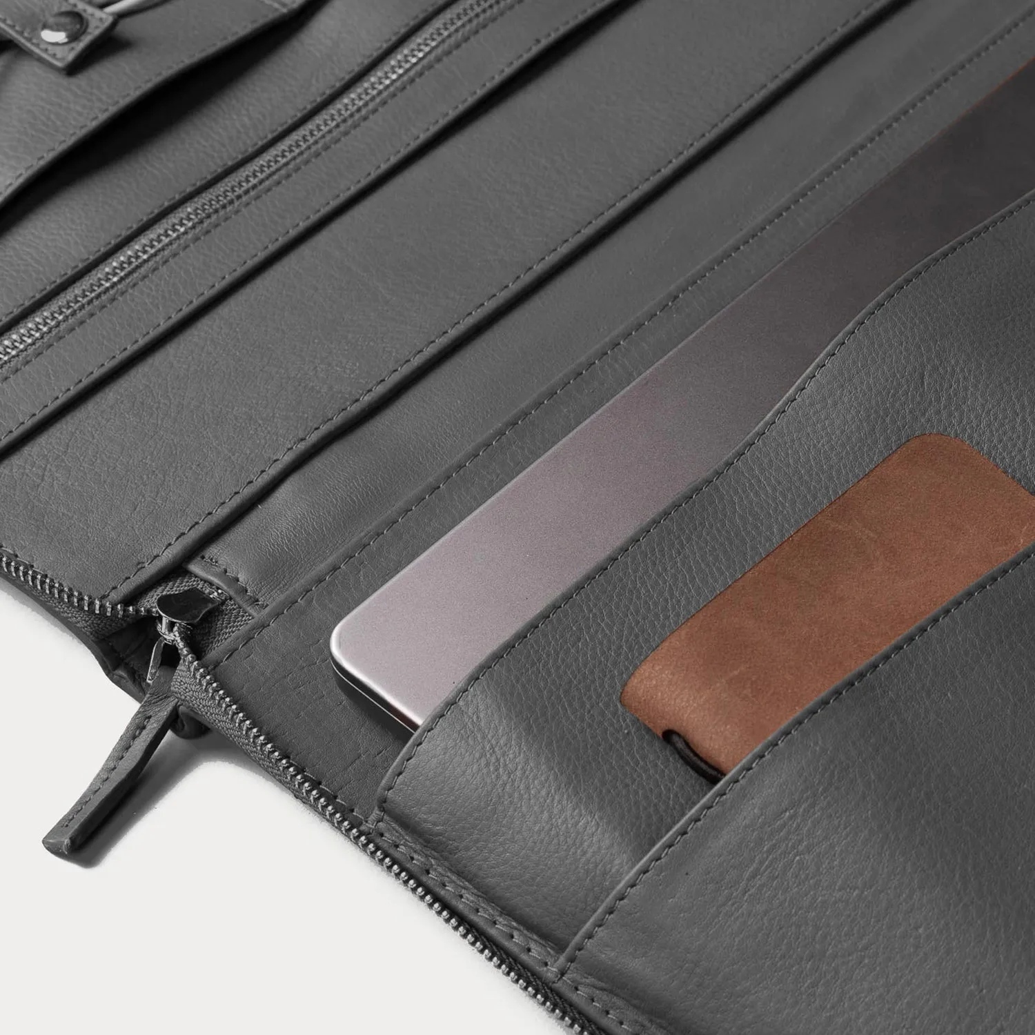 The Eclectic Grey Leather Folio Organizer