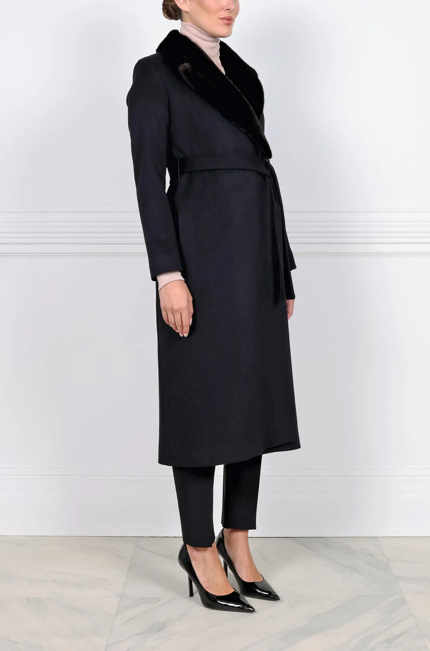 The Lottie Wool Coat with Mink Fur Collar