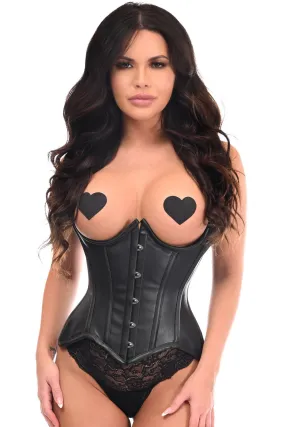 Top Drawer Black Faux Leather Steel Boned Underwire Curvy Cut Waist Cincher Corset