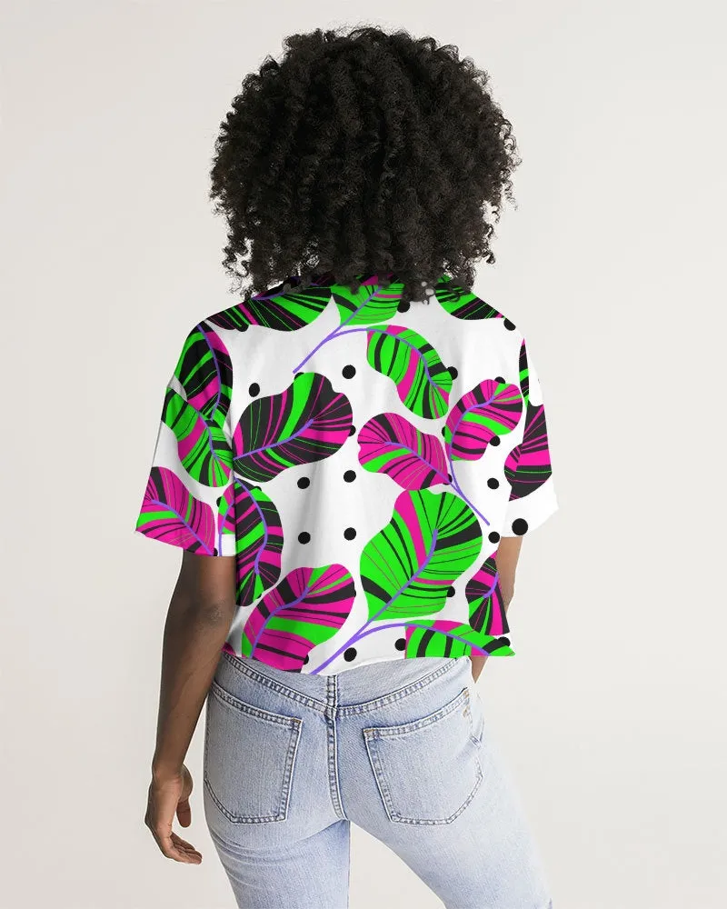 Tropical Leaves Dots Cropped Top