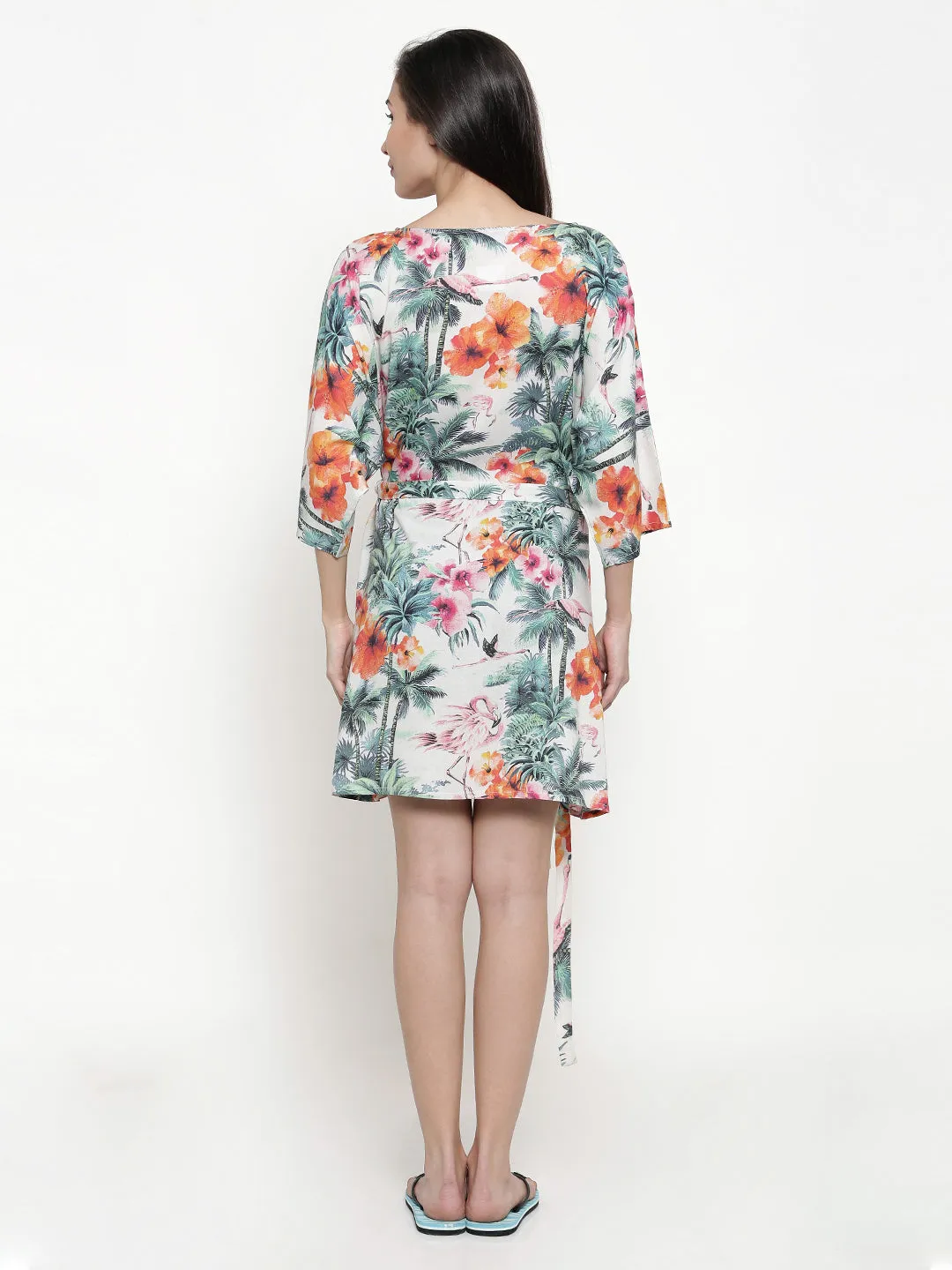 Tropical Print Wrap Around Dress - (Final Sale)