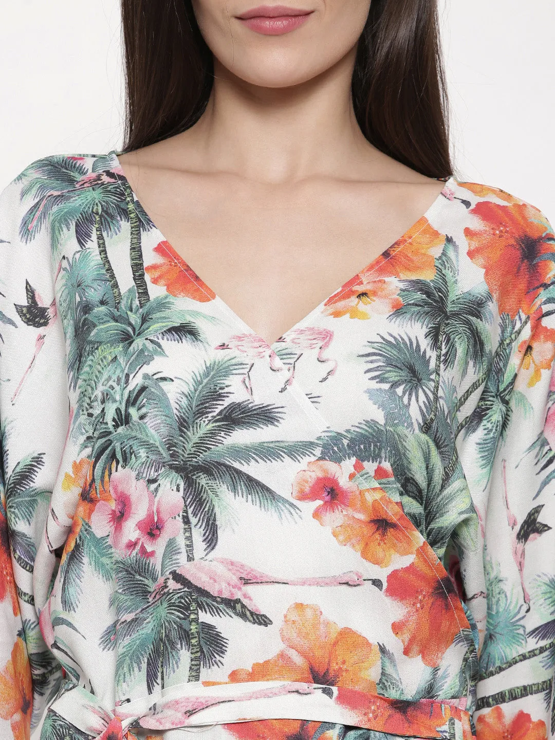 Tropical Print Wrap Around Dress - (Final Sale)