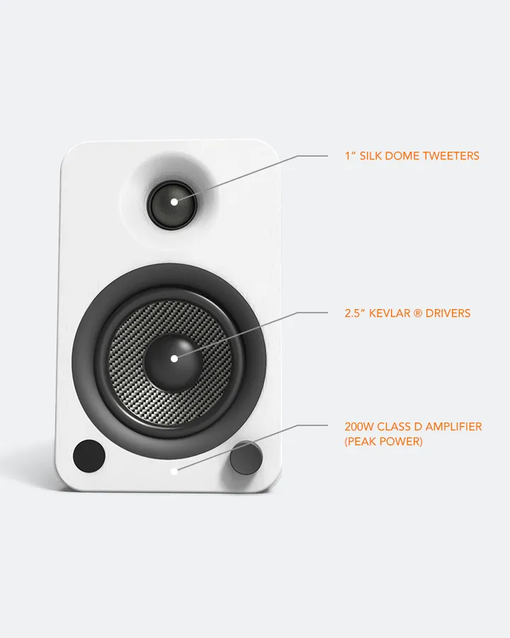 Turntable Package: Audio Technica – AT-LPW30TK Turntable (Bamboo) / Kanto YU6 Speakers (White)