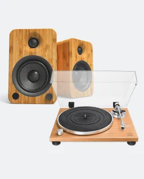 Turntable Package: Audio Technica – AT-LPW30TK Turntable / Kanto YU4 Speakers (Bamboo)