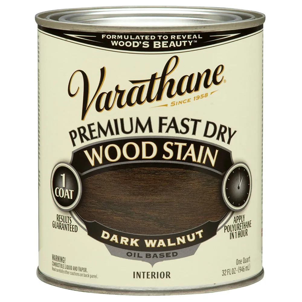 Varathane 262006 Premium Oil-Based Fast Dry Wood Stain, Dark Walnut, 1 Qt