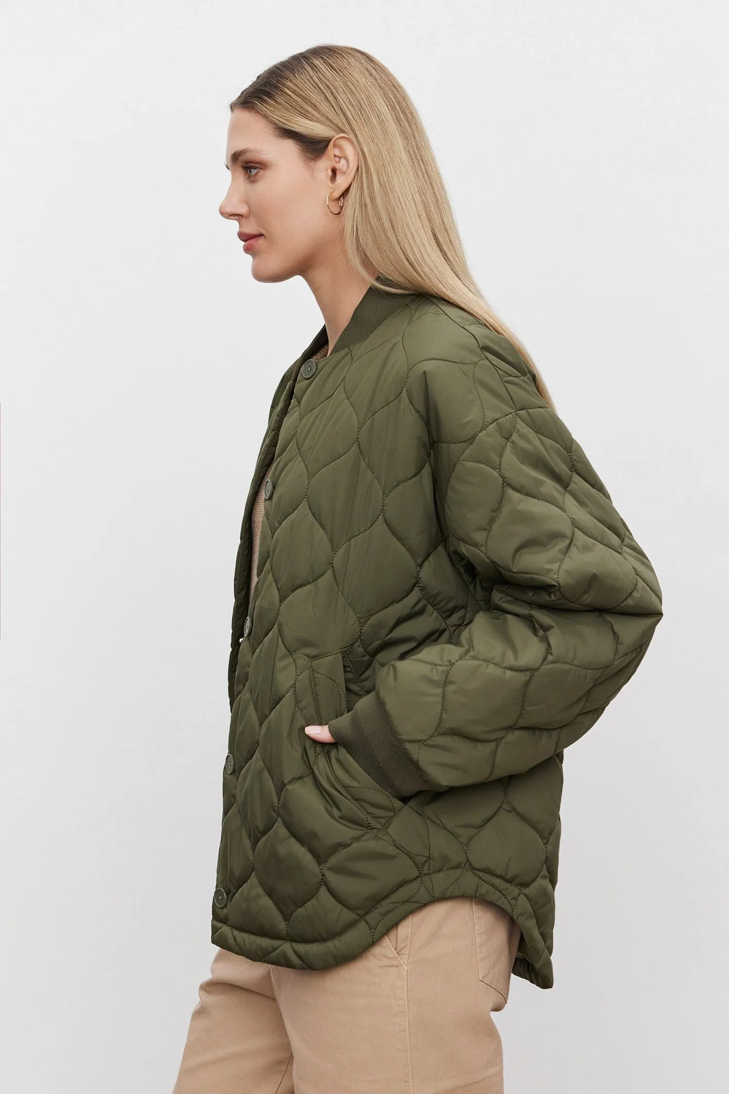 VELVET - CARIE QUILTED JACKET ARMY GREEN