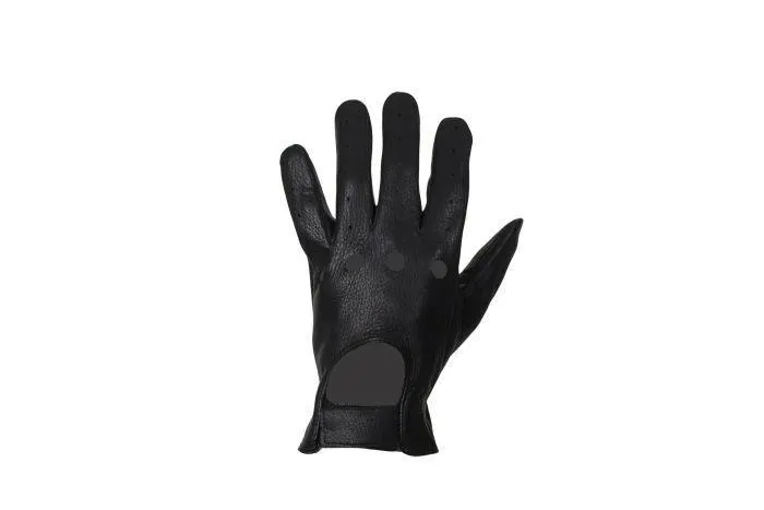 Vented Black Deer Skin Leather Riding Gloves, GLD2050-22-DL