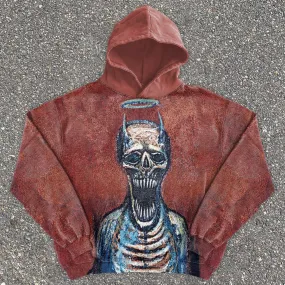 Vintage Skull Street Print Hoodie