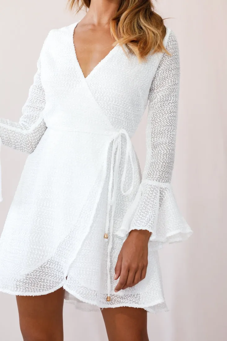 Viola Long Sleeve Wrap Dress White