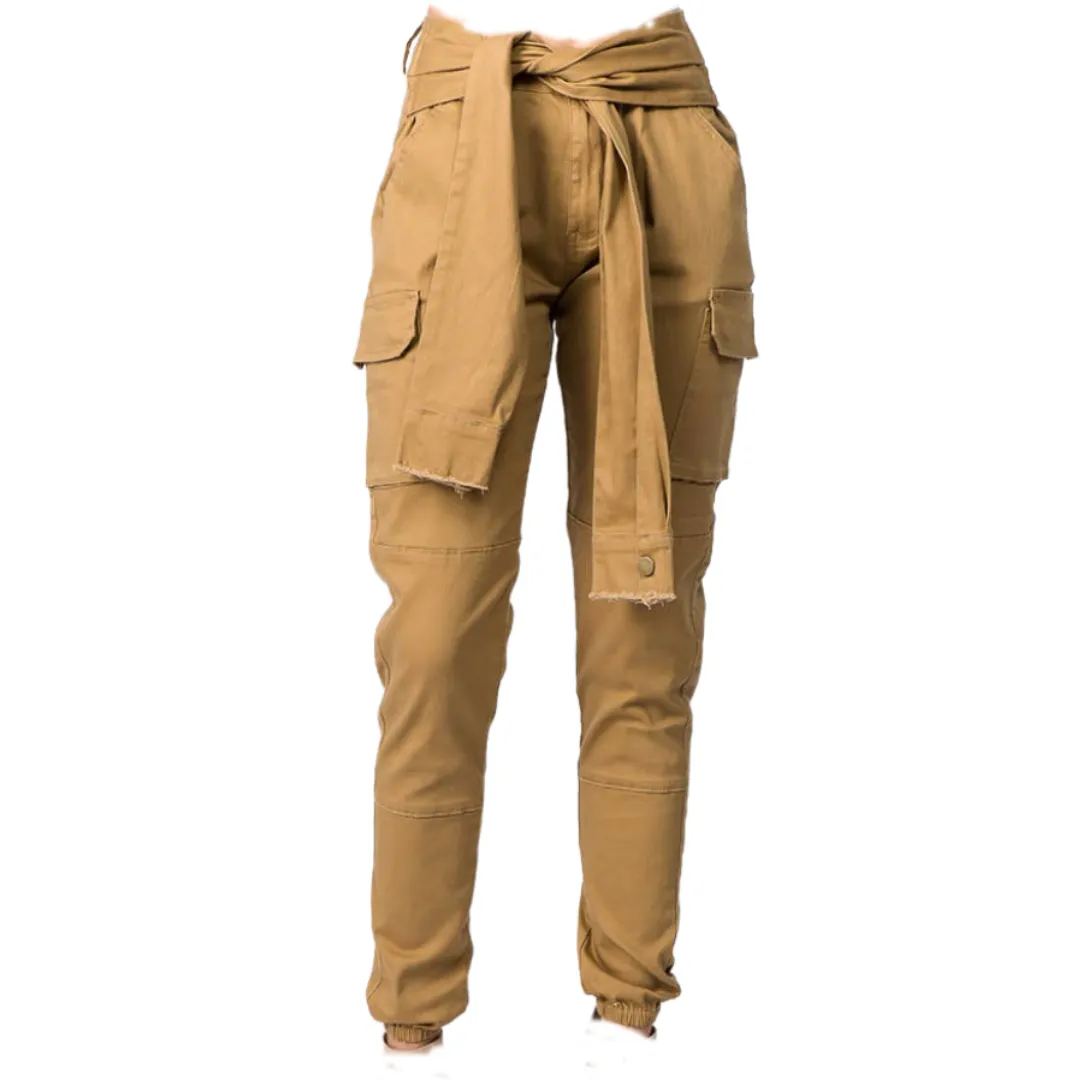 Waist Tie Jogger Cargo Pockets Timber