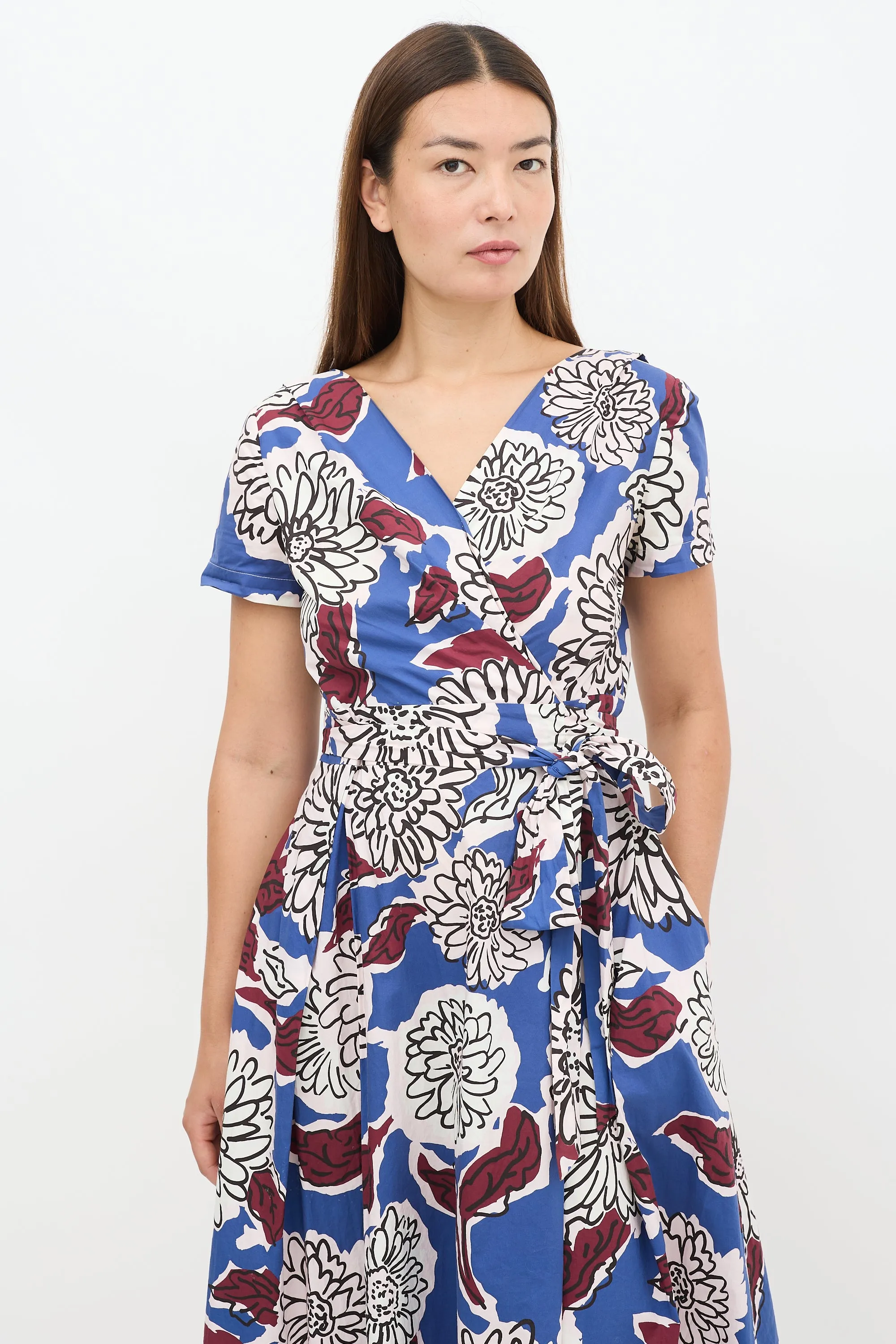 Weekend Blue & Multicolour Floral Faux Wrap Dress