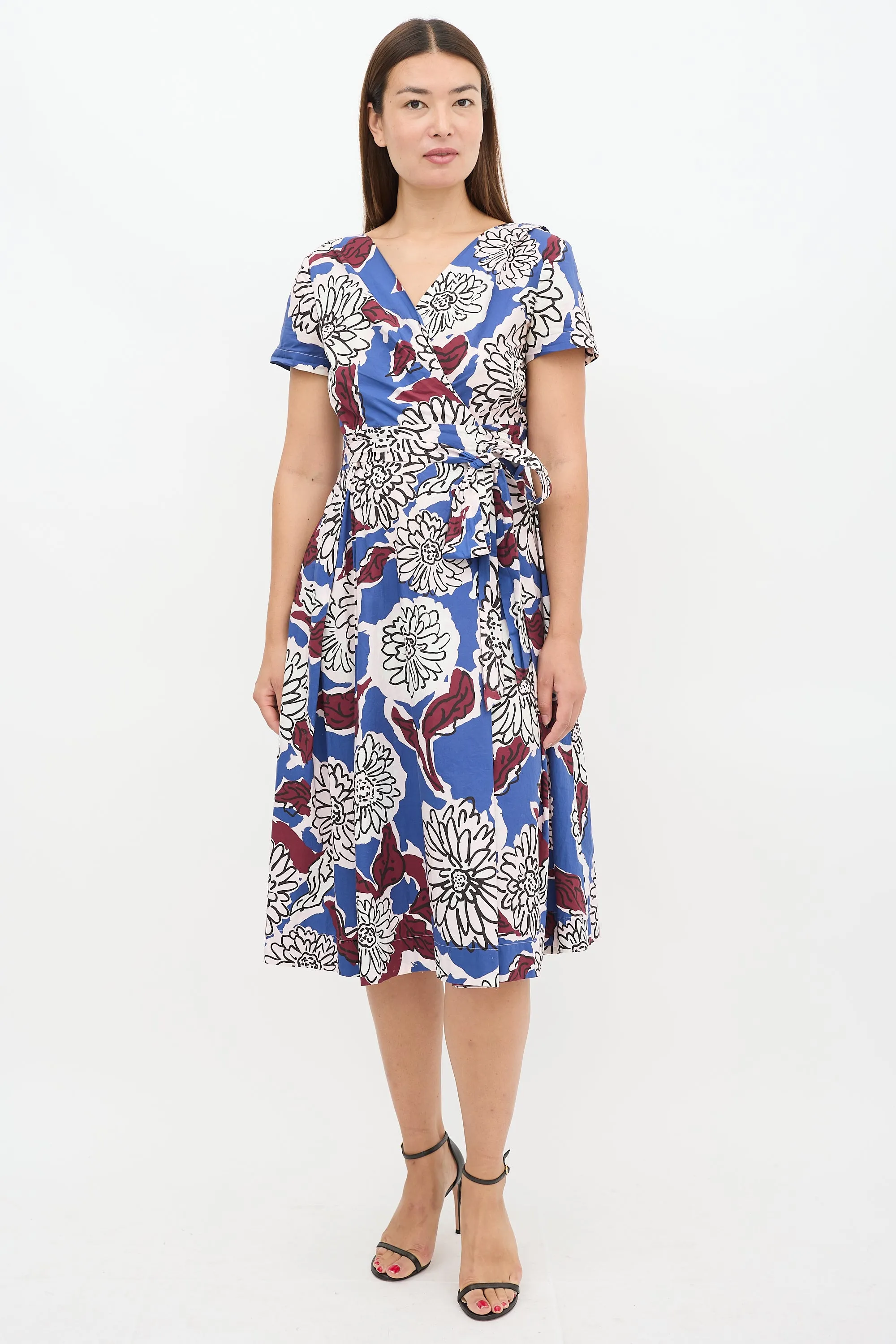 Weekend Blue & Multicolour Floral Faux Wrap Dress