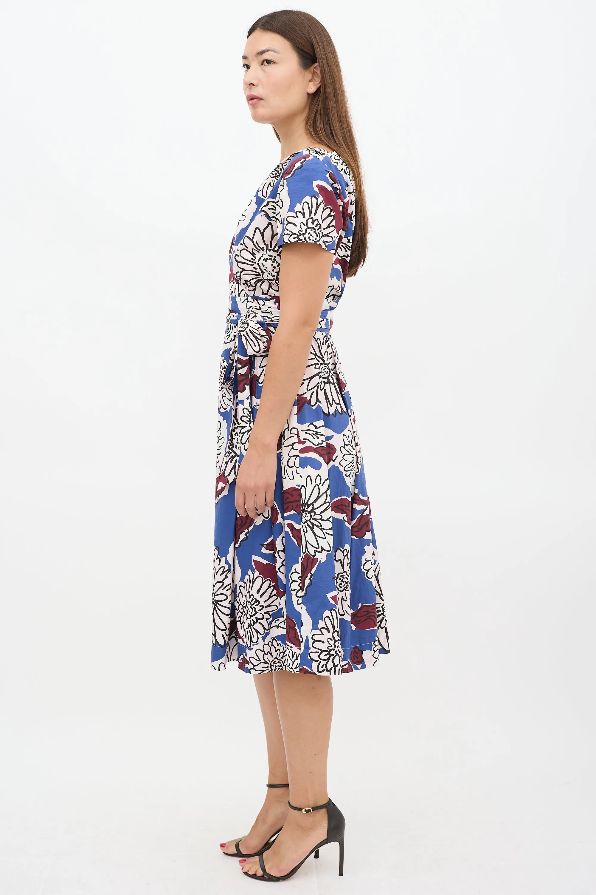 Weekend Blue & Multicolour Floral Faux Wrap Dress