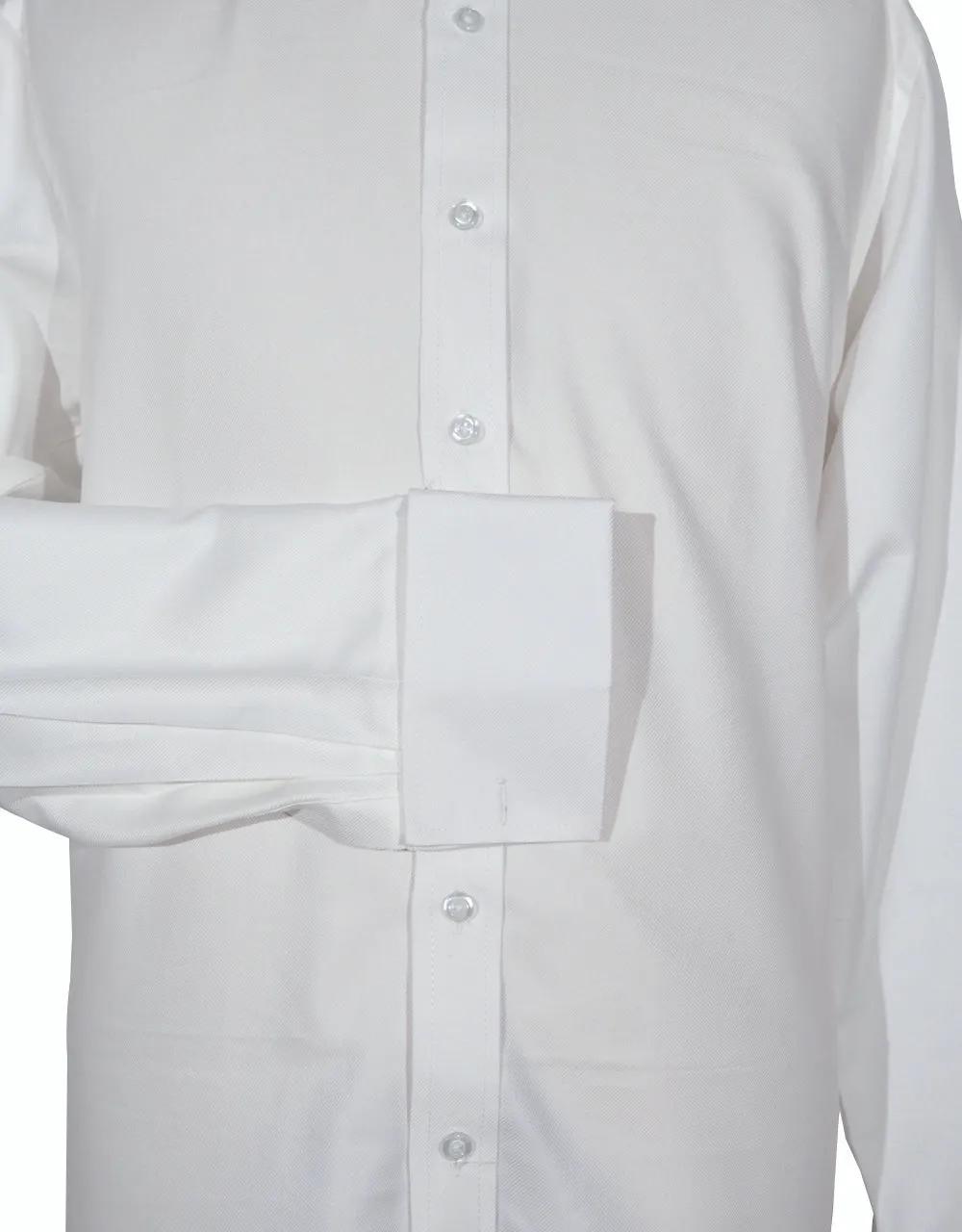 White Cotton Twill Spread Collar Shirt