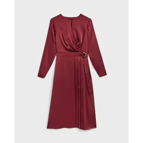 Women Neenha-Side Wrap Dress With Pleat Detail - Red