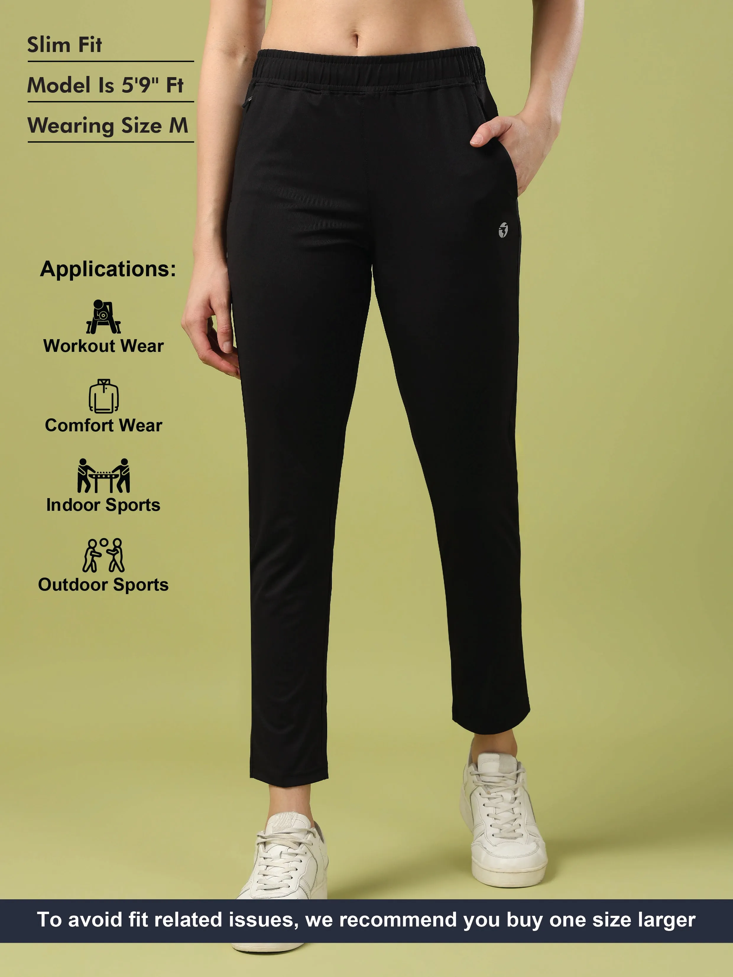 Women Solid Slim Fit Sports Trackpants with 4 Way Crispy