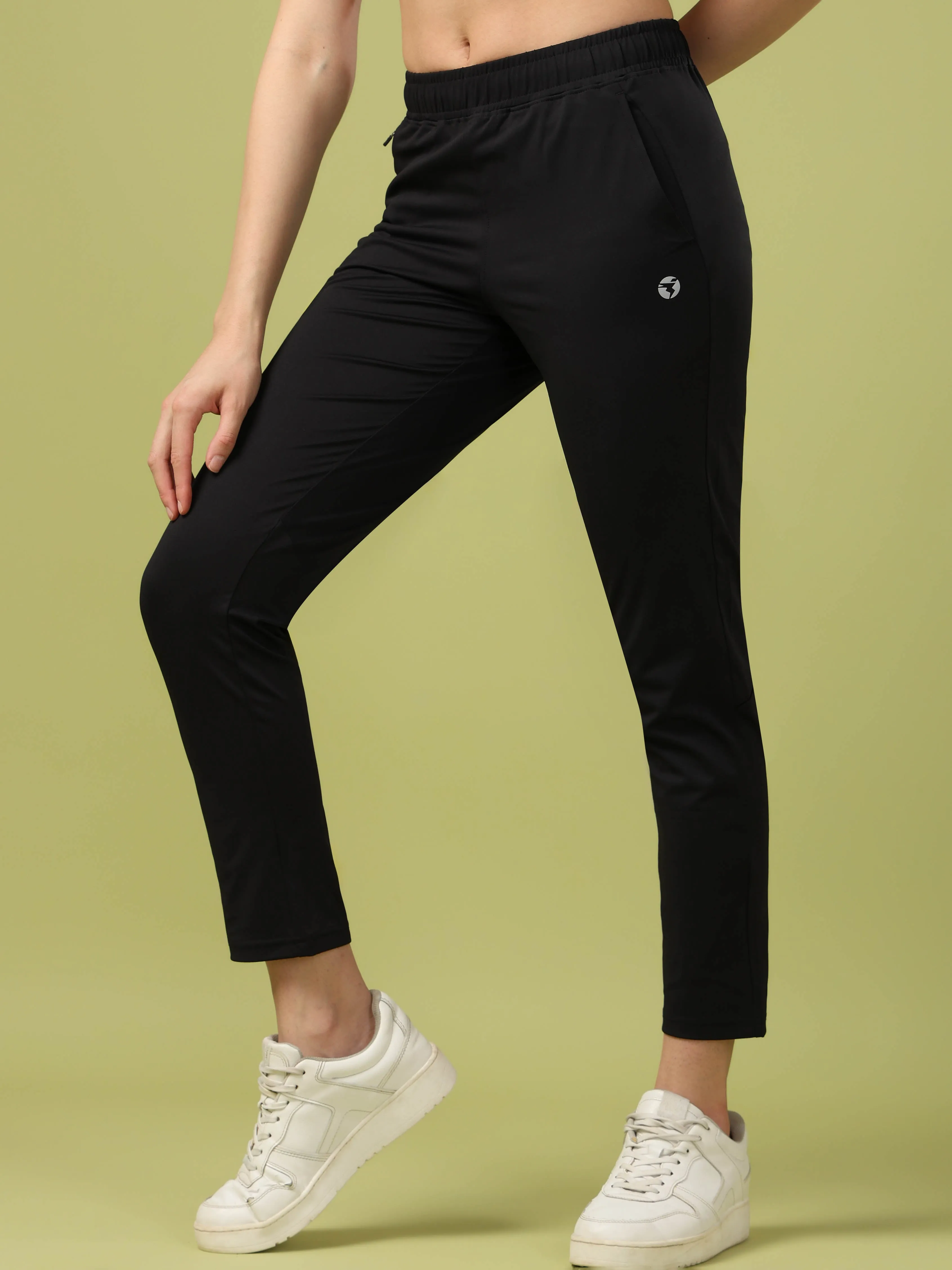 Women Solid Slim Fit Sports Trackpants with 4 Way Crispy