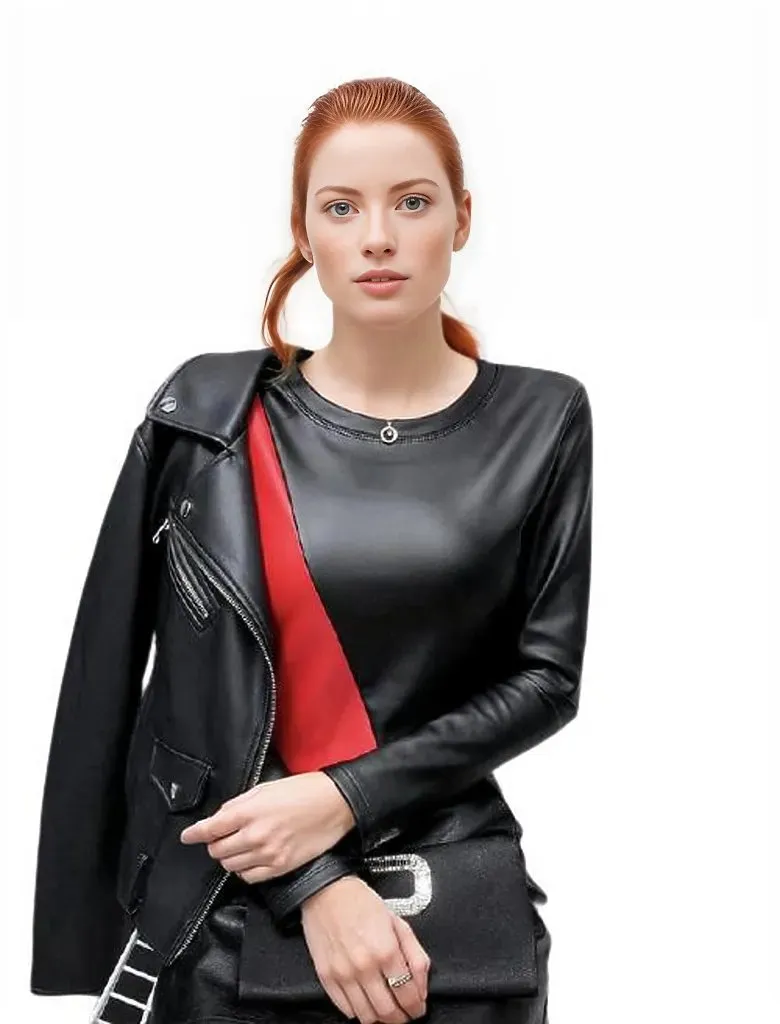 Women's Autumn Long Sleeve Genuine Leather Blouse