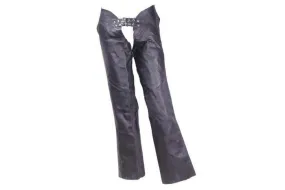 Womens Black Low-Rise Cowhide Leather Chaps, C1003-11-DL