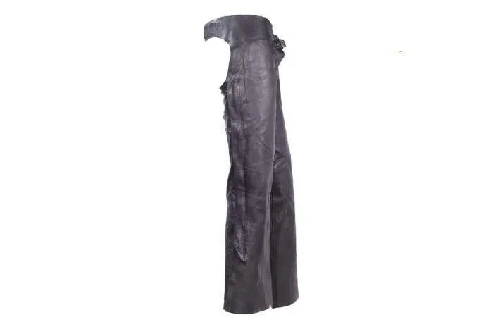 Womens Black Low-Rise Cowhide Leather Chaps, C1003-11-DL