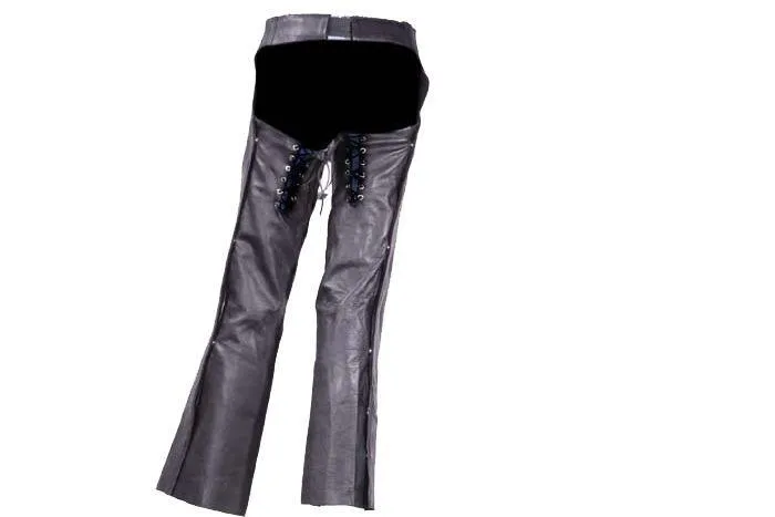 Womens Black Low-Rise Cowhide Leather Chaps, C1003-11-DL