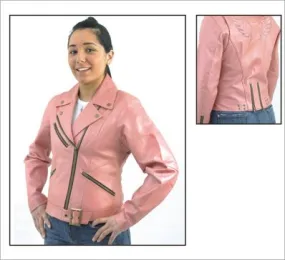 Womens Pink Leather Jacket, LJ283-DL