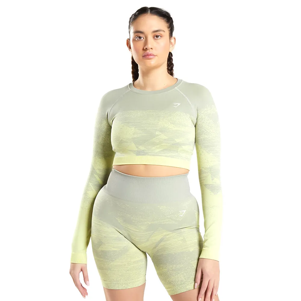 Women's Printed Long Sleeve Sport Top,Yellow