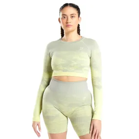 Women's Printed Long Sleeve Sport Top,Yellow