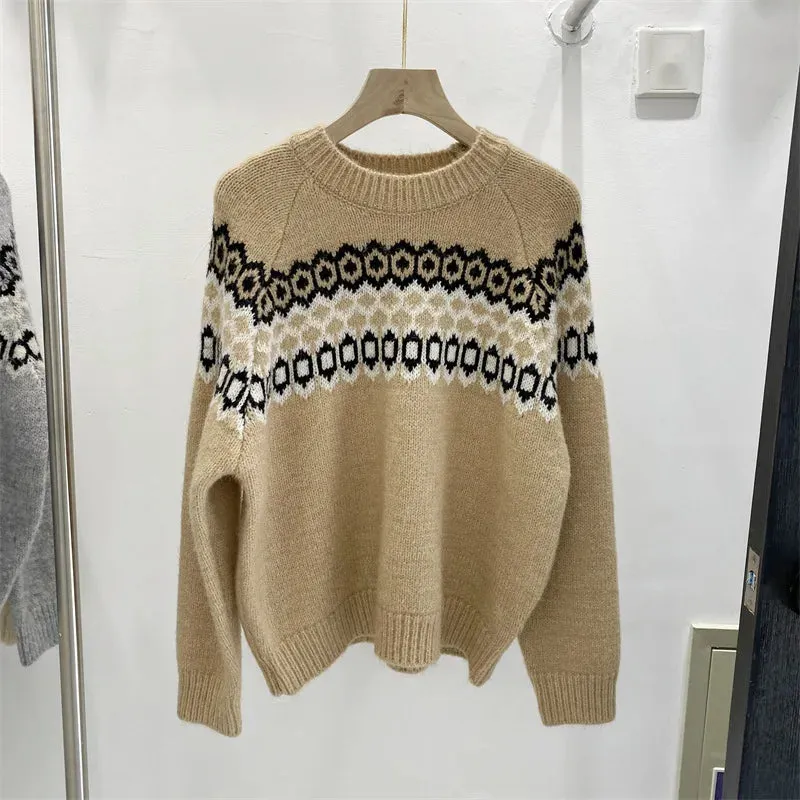 Wool Knitted Pullovers Women Christmas Ladies Ethnic Warm Sweaters Female Loose 2023 Winter New Fashion New Year Clothes C-284