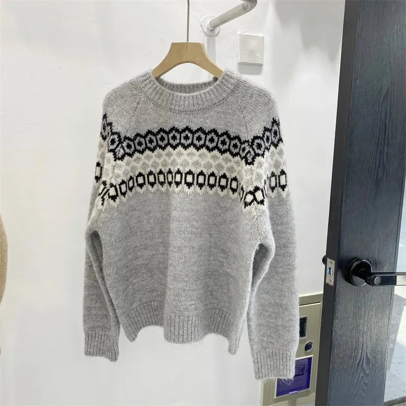 Wool Knitted Pullovers Women Christmas Ladies Ethnic Warm Sweaters Female Loose 2023 Winter New Fashion New Year Clothes C-284