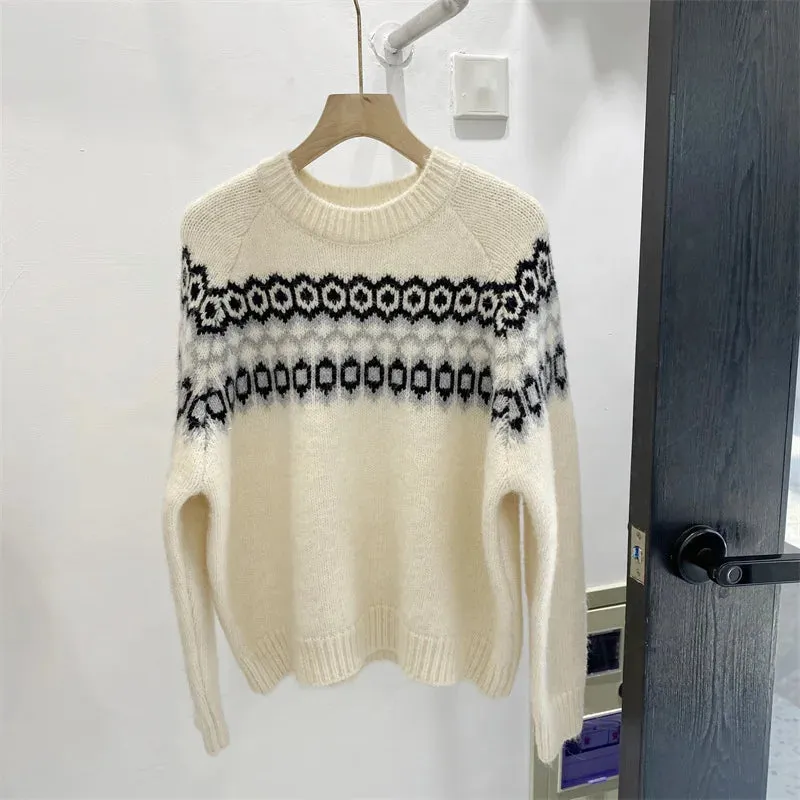 Wool Knitted Pullovers Women Christmas Ladies Ethnic Warm Sweaters Female Loose 2023 Winter New Fashion New Year Clothes C-284