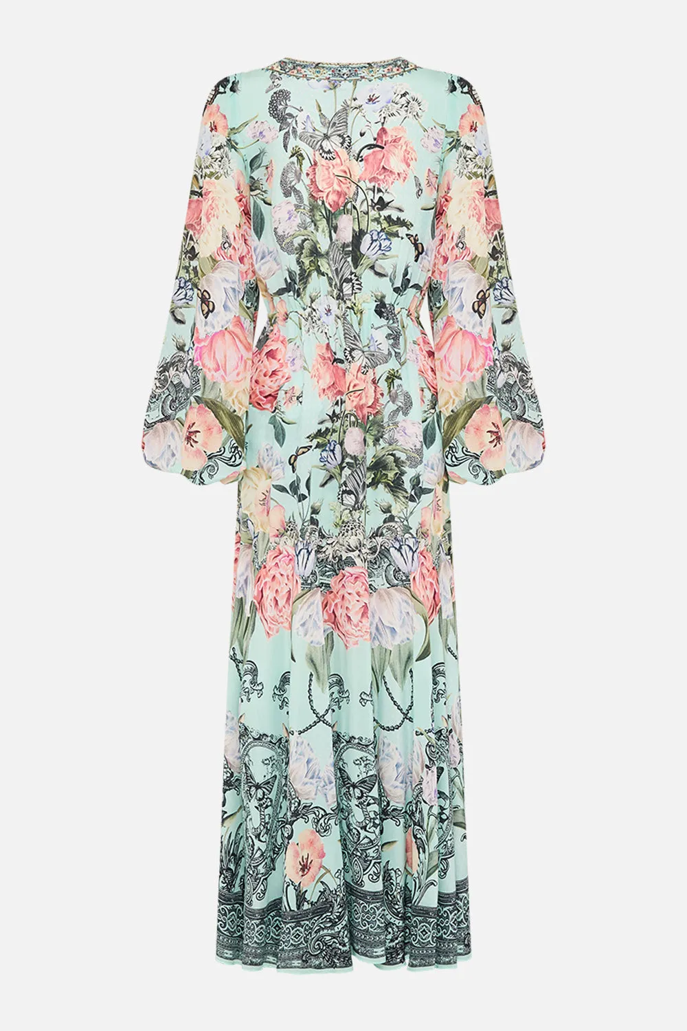 WRAP TIE DRESS WITH BLOUSON SLEEVE PETAL PROMISE LAND