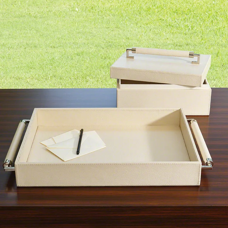 Wrapped Leather Handle Box - Ivory