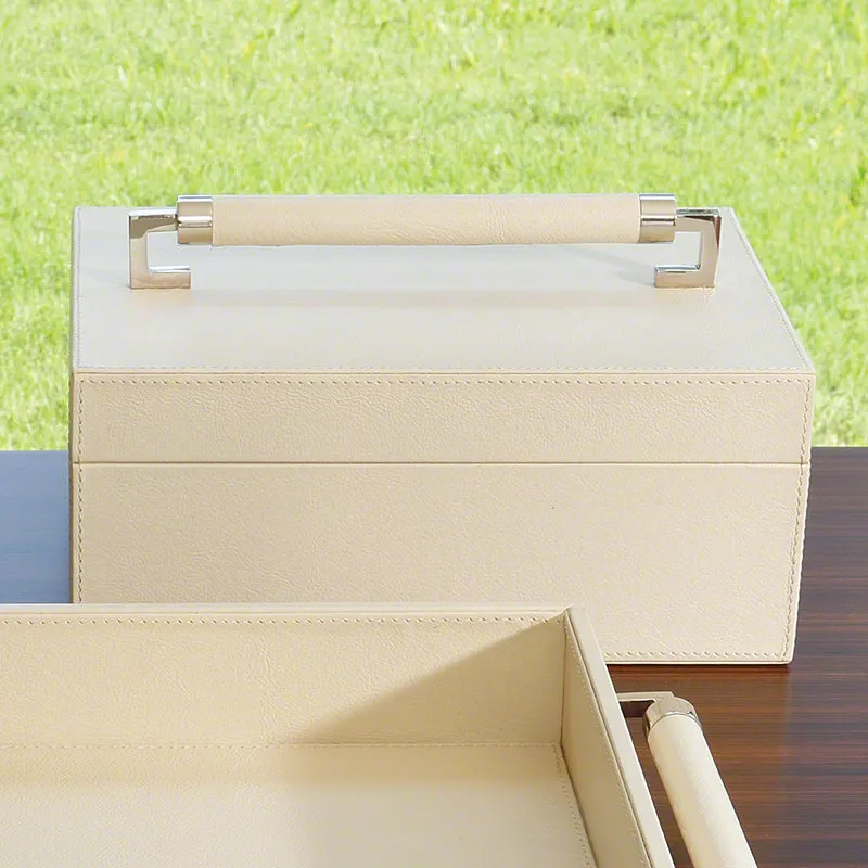 Wrapped Leather Handle Box - Ivory