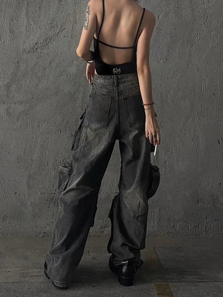 Y2K Multi-Pocket Cargo Pants for Women in High-Street Fashion