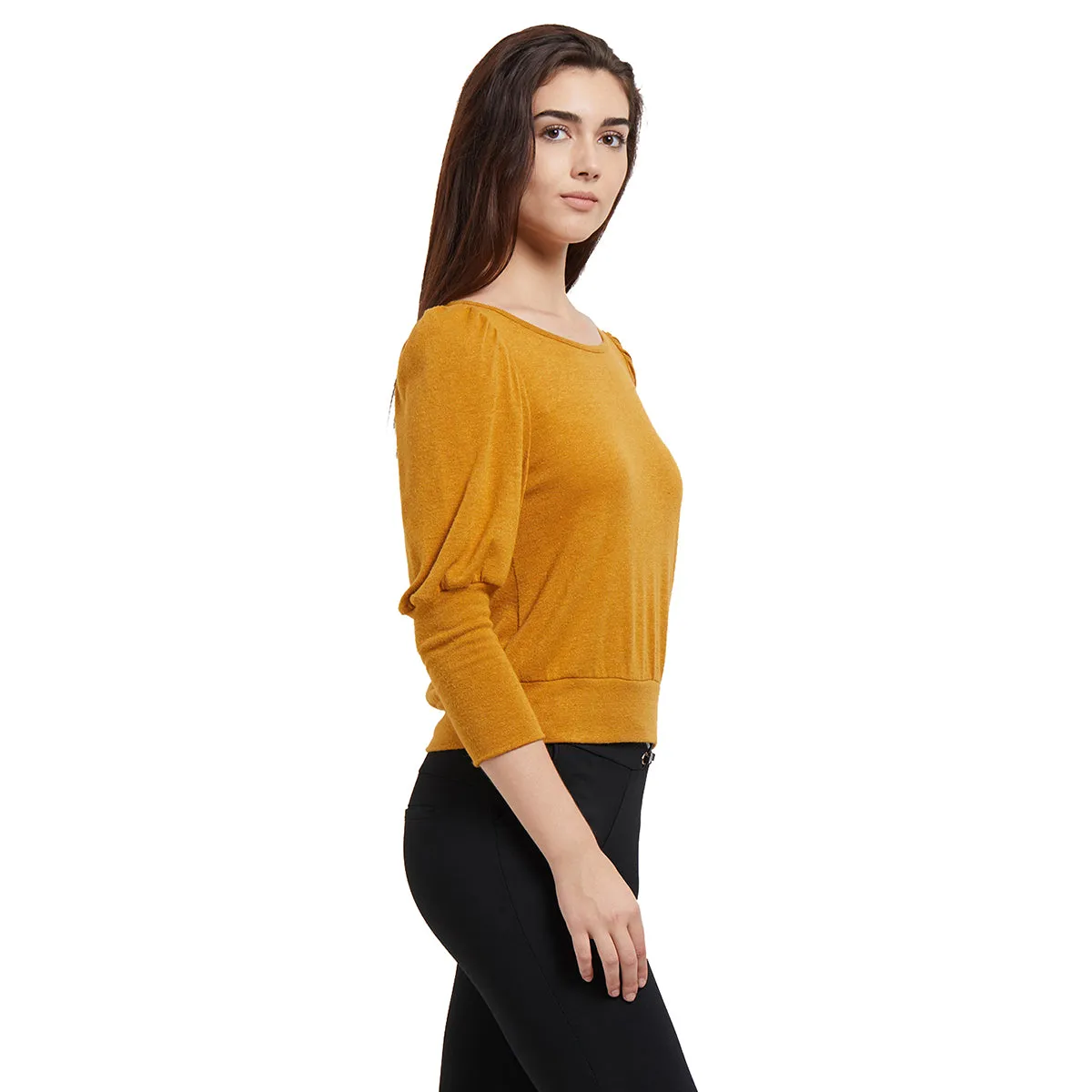 Yellow Solid  Top with Full Sleeves