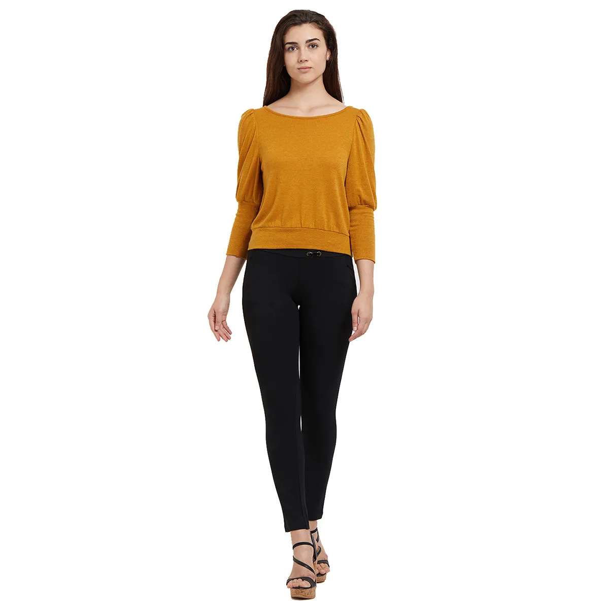 Yellow Solid  Top with Full Sleeves