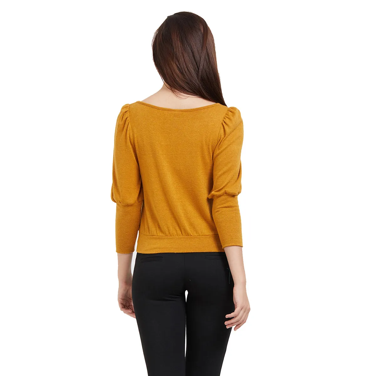 Yellow Solid  Top with Full Sleeves