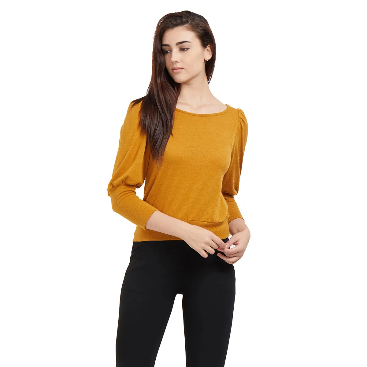 Yellow Solid  Top with Full Sleeves