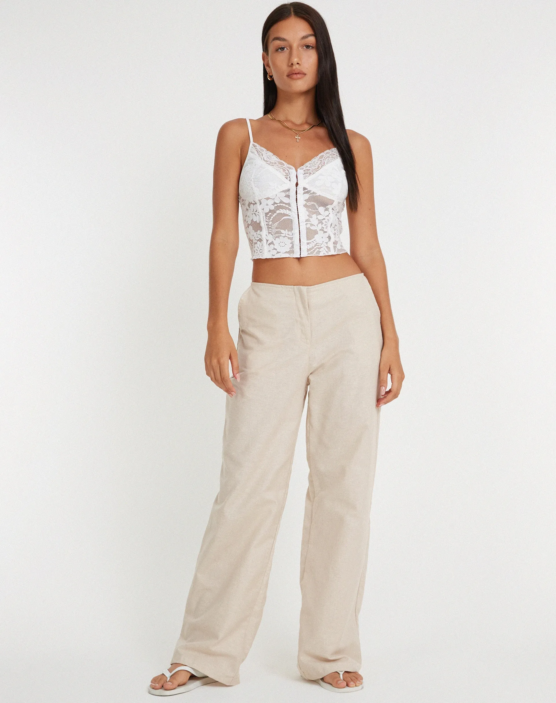 Yenko Crop Top in Lace Ivory