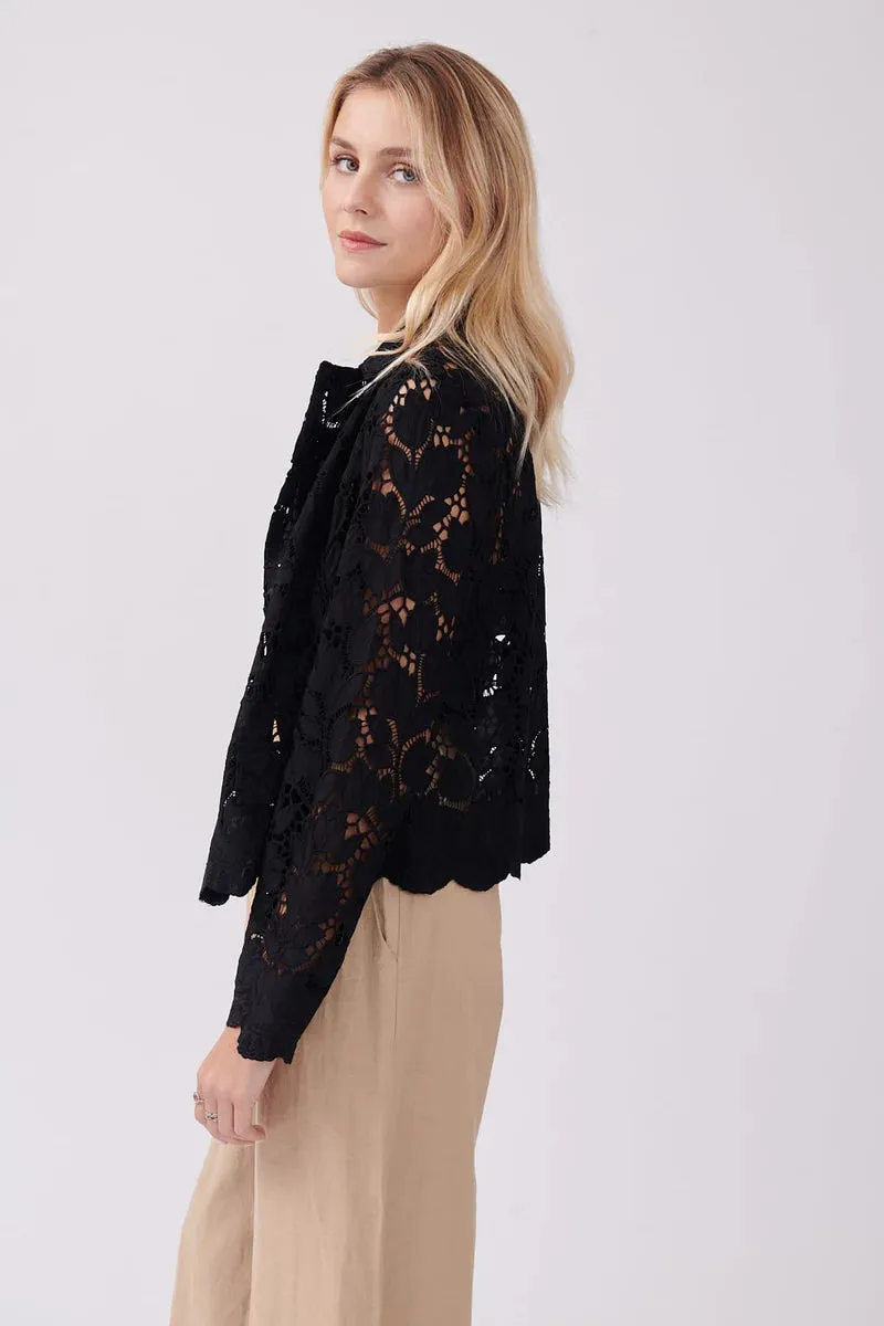 Yoana eyelet/lace jacket - Black