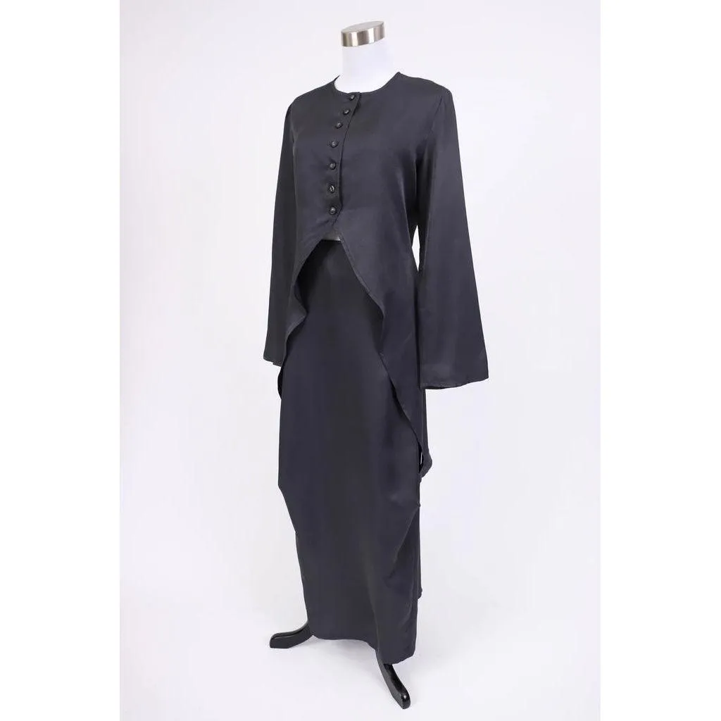 YONEDA KASUKO 2000's Grey Maxi Skirt Suit Set | Size XS