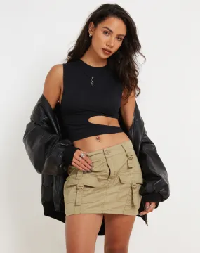 Zane Cut Out Crop Top in Black