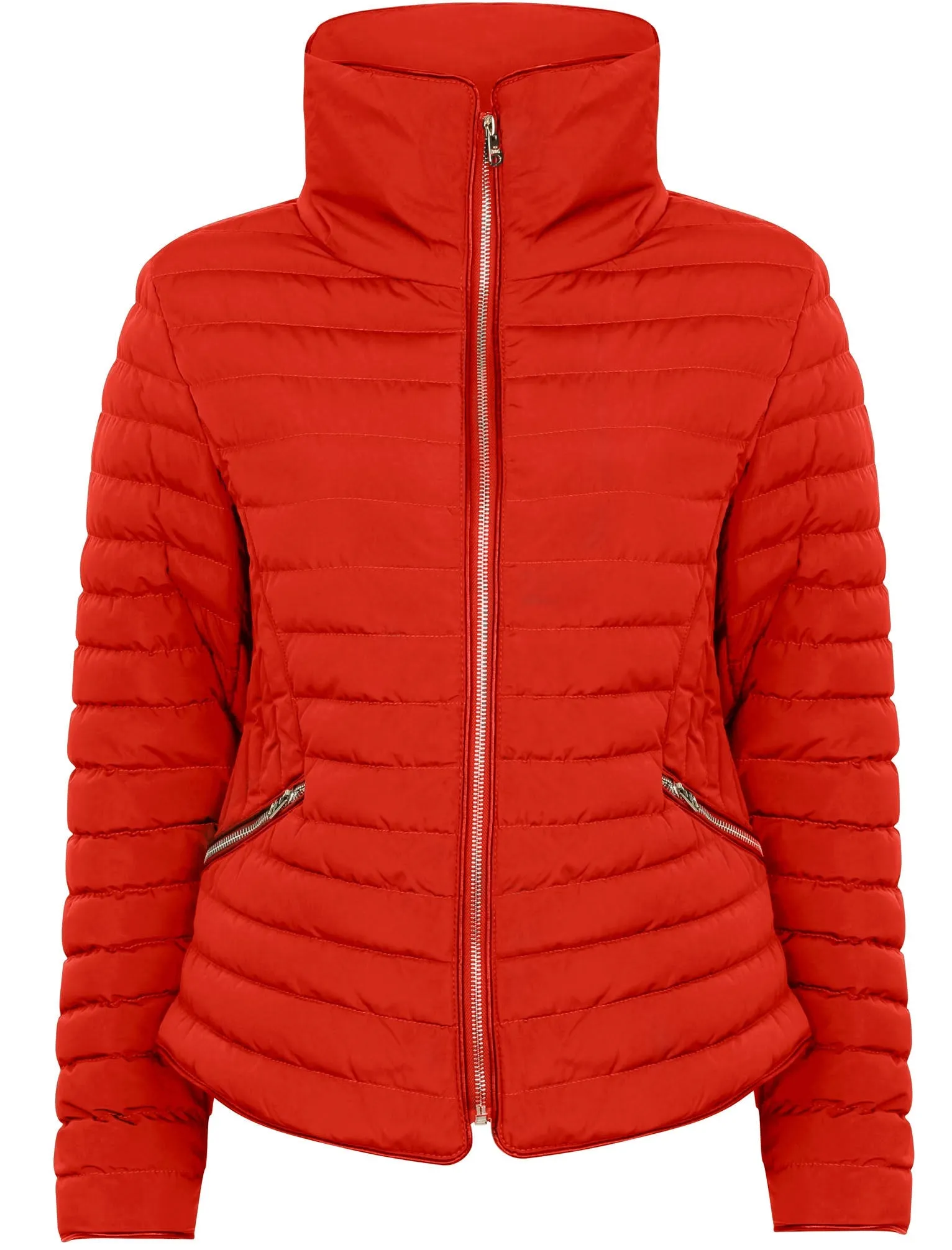 Zelda 2 Funnel Neck Quilted Jacket in Crimson - Tokyo Laundry