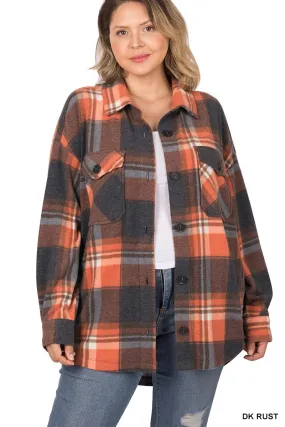 Zenana Plaid Shacket With Pockets